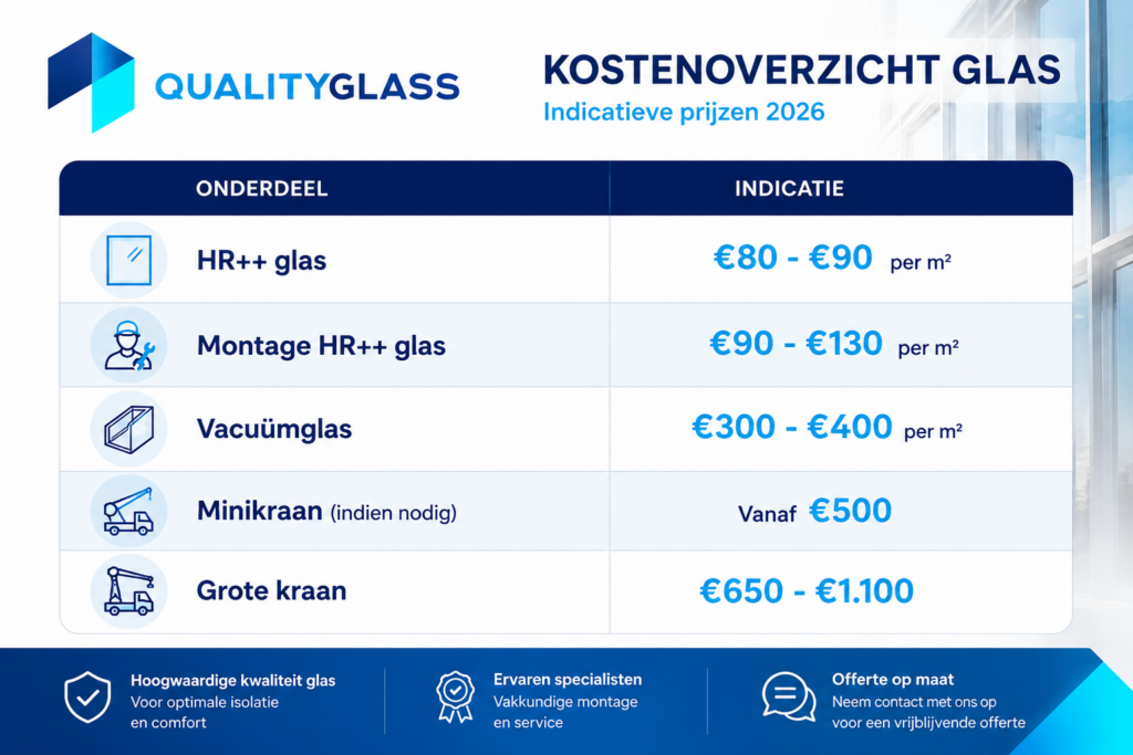 Kosten glas bij Quality glas overzichtelijk in afbeelding